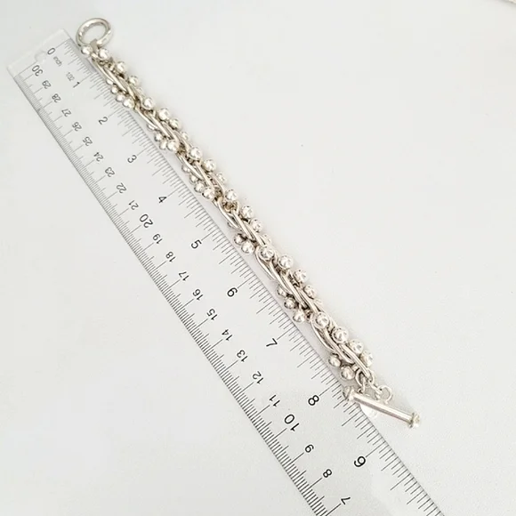 VINTAGE RARE Silpada DNA Mexico Ball Link Sterling Silver Toggle Bracelet - Picture 5 of 5